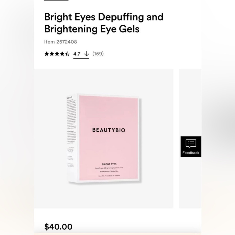 BEAUTY BIO Bright Eyes Depuffing and brightening eye gels 8 pack NIB